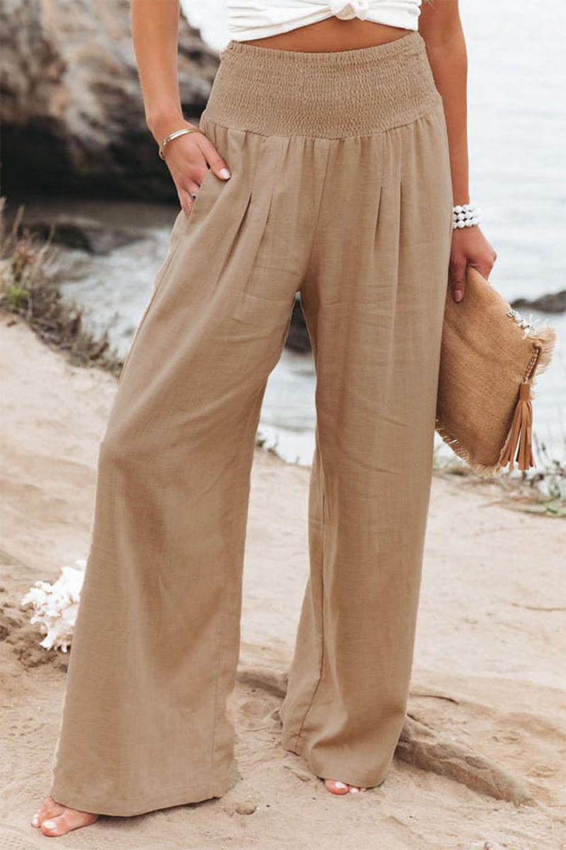 Casual Simplicity Solid Solid Color Loose Wide Leg Solid Color Bottoms