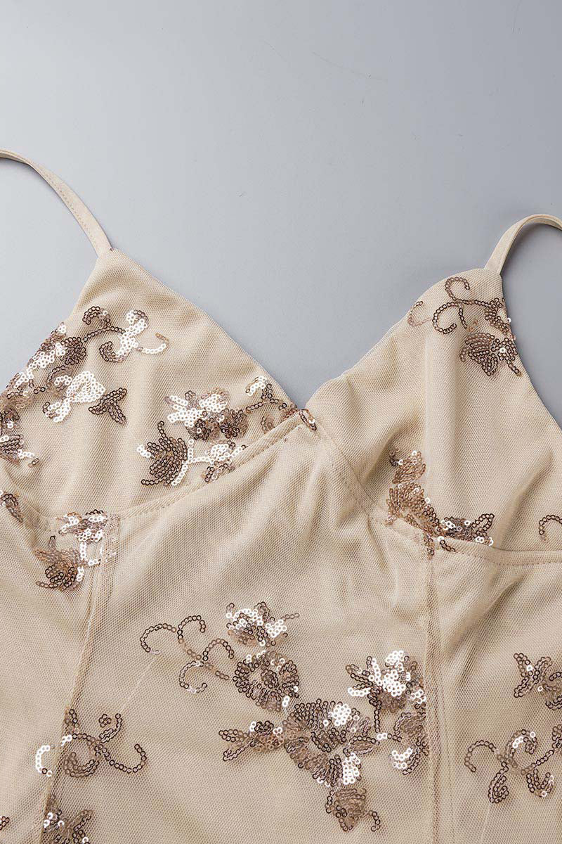 Robe de soirée élégante pour célébrités, en sequins, décolleté en V, dos nu (4 couleurs)