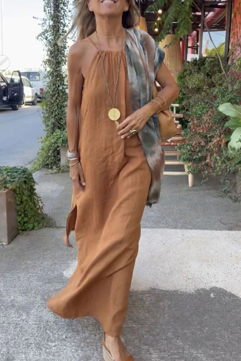 Robes droite, style halter, unies, décontractées, de style universitaire, pour femmes plus âgées.