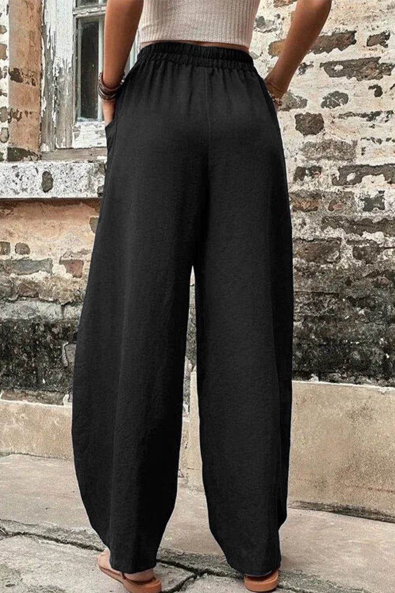 Casual Daily Solid Pocket Loose High Waist Harlan Bottoms(11 Colors)
