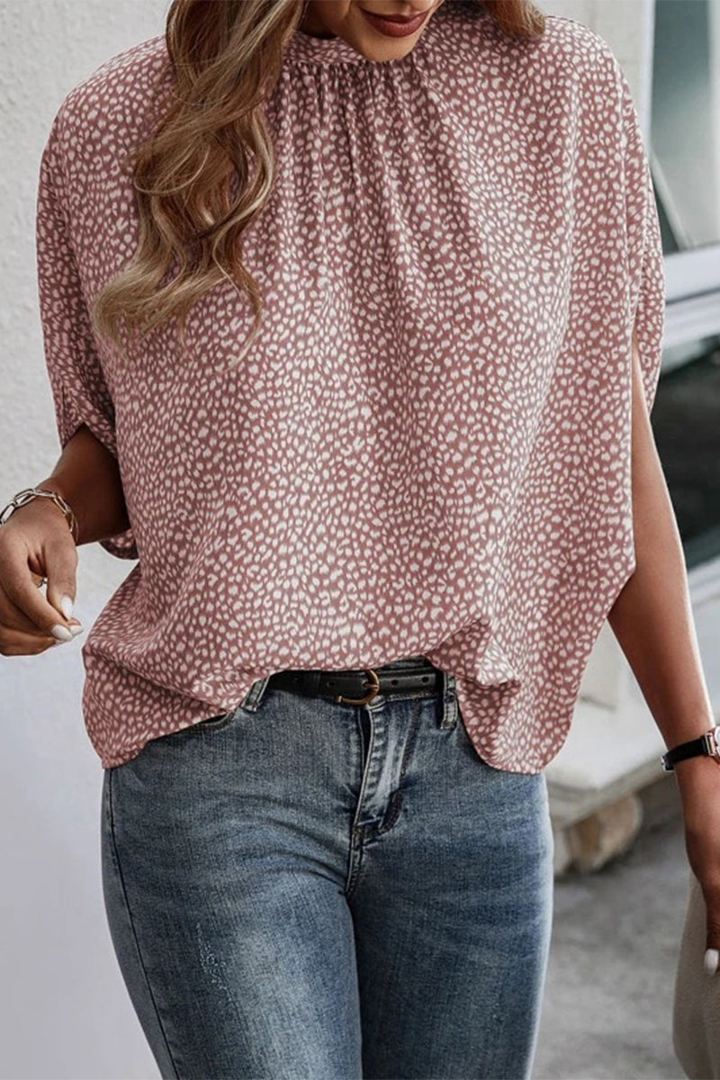 Work Elegant Print Patchwork O Neck Blouses(10 Colors)