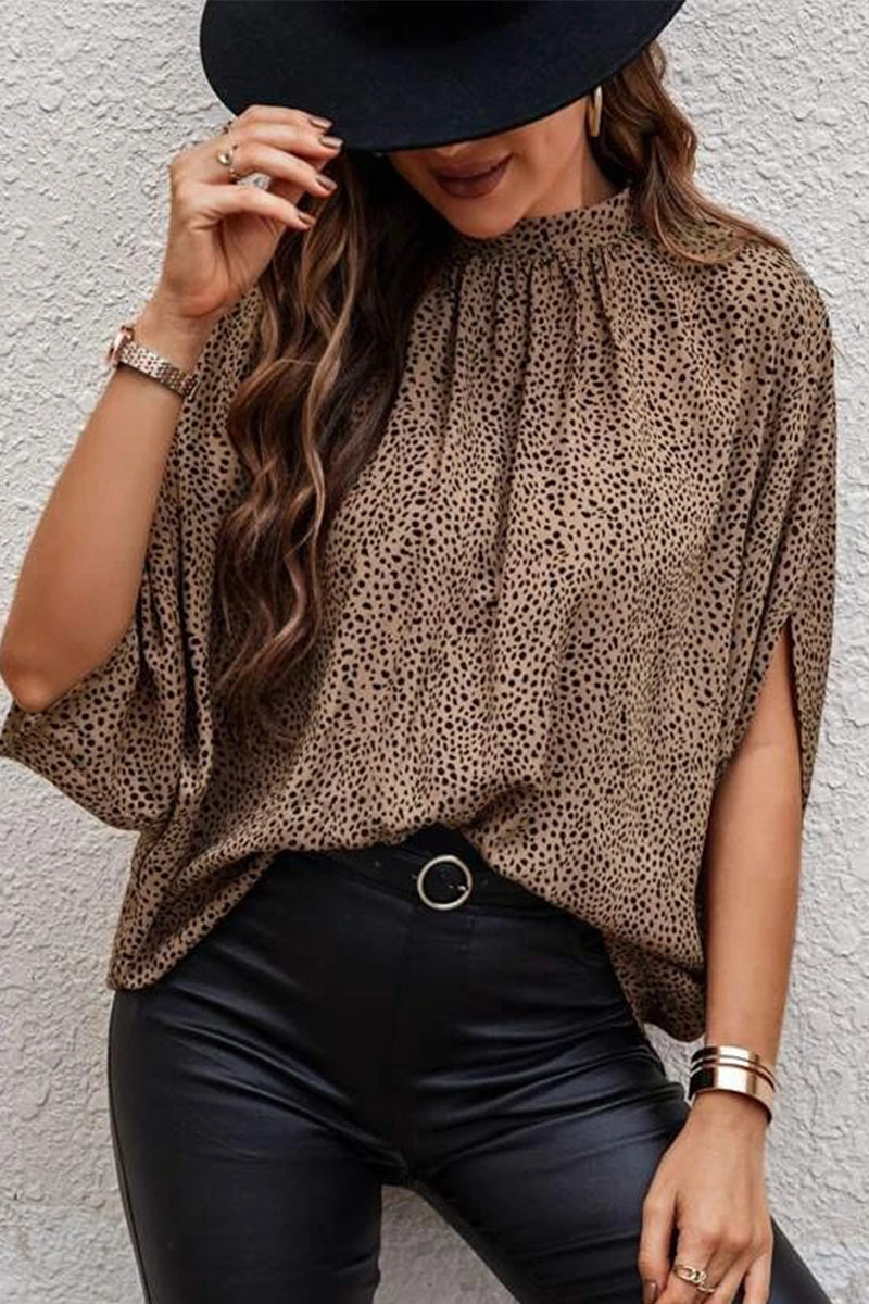 Work Elegant Print Patchwork O Neck Blouses(10 Colors)