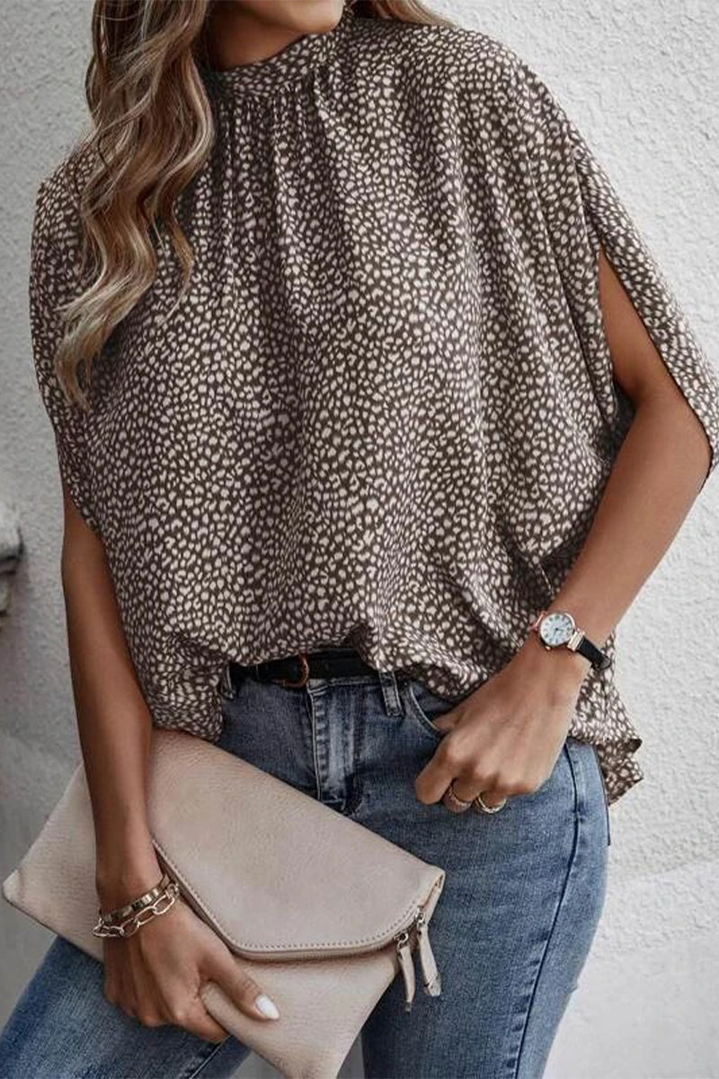 Work Elegant Print Patchwork O Neck Blouses(10 Colors)