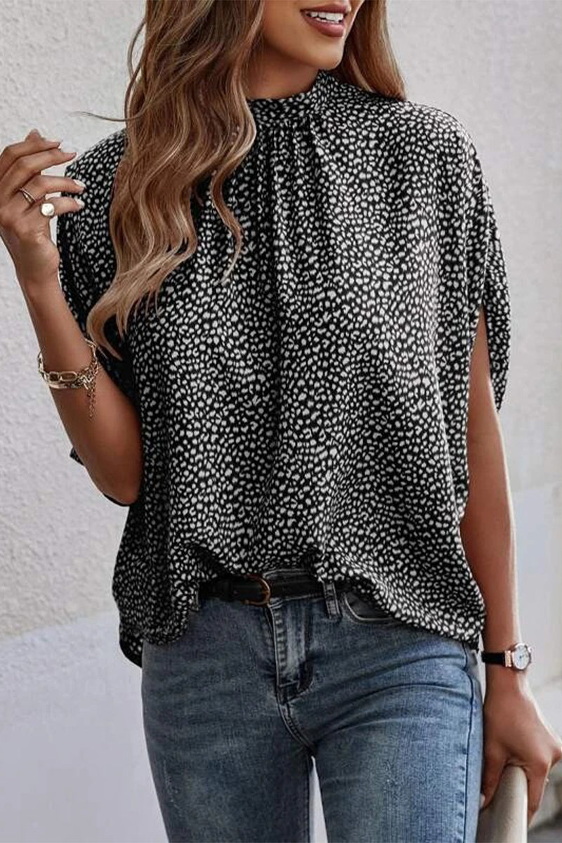 Work Elegant Print Patchwork O Neck Blouses(10 Colors)