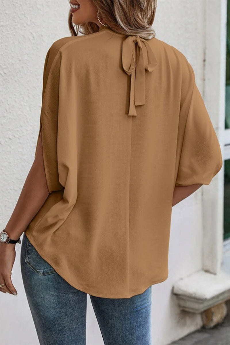 Work Elegant Print Patchwork O Neck Blouses(10 Colors)