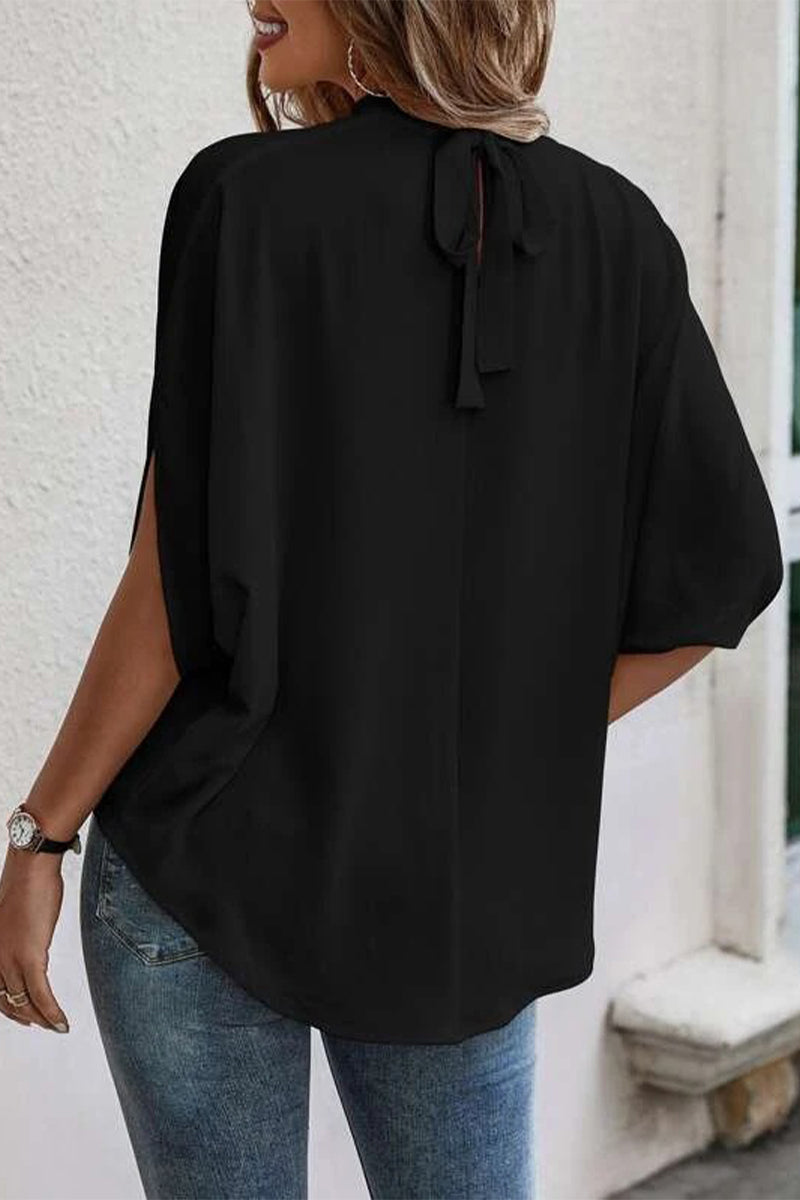 Work Elegant Print Patchwork O Neck Blouses(10 Colors)