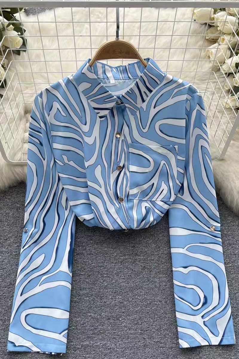 Work Elegant Floral Patchwork Turndown Collar Blouses(6 Colors)