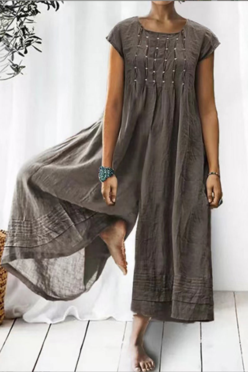 Combinaisons amples et simples, col rond, style décontracté (6 couleurs)