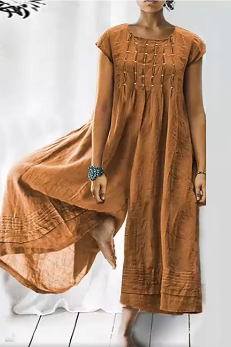 Combinaisons amples et simples, col rond, style décontracté (6 couleurs)