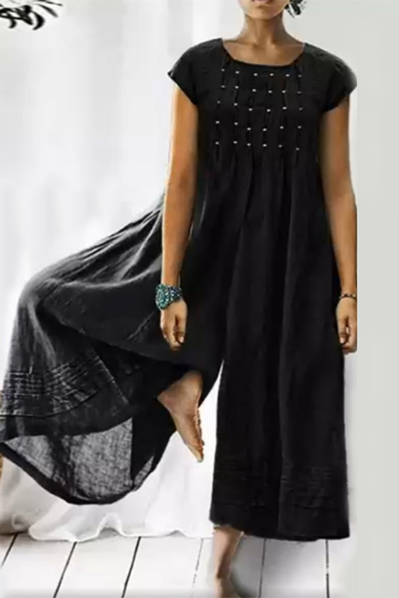 Combinaisons amples et simples, col rond, style décontracté (6 couleurs)