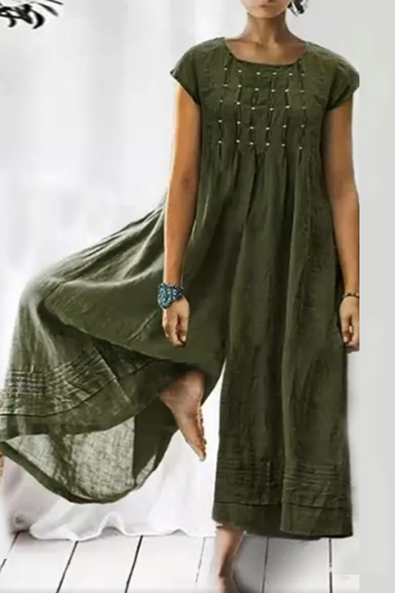 Combinaisons amples et simples, col rond, style décontracté (6 couleurs)