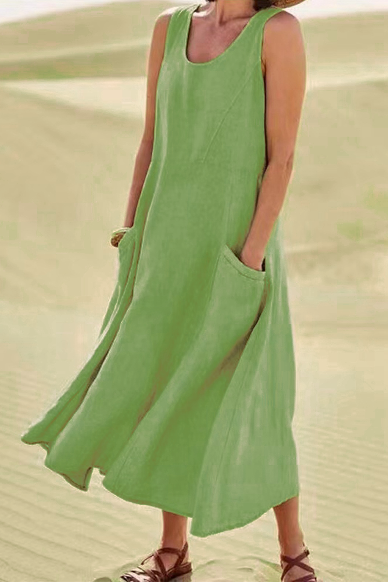 Robes décontractées, rayées, à col en U et coupe droite (7 couleurs)