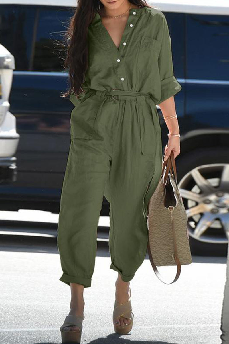 Combinaisons décontractées, unies, à col montant, coupe ample, pour tous les jours.