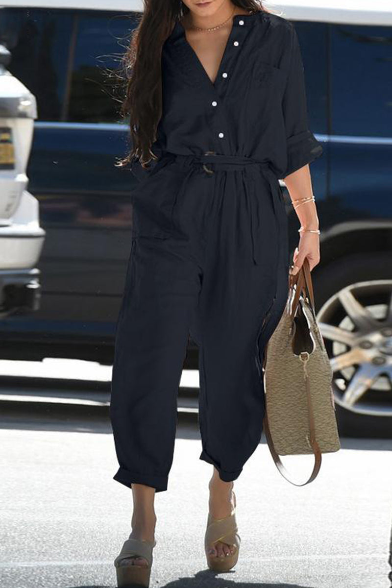 Combinaisons décontractées, unies, à col montant, coupe ample, pour tous les jours.