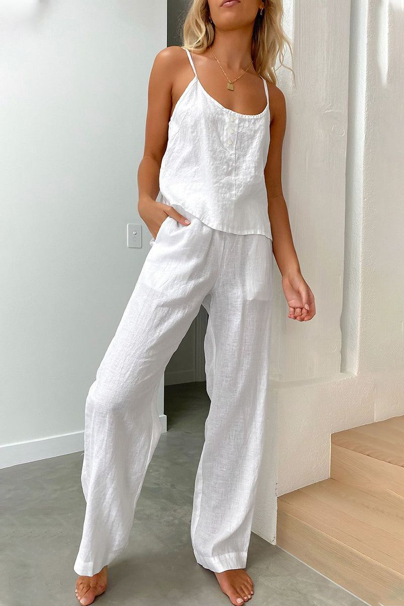 Tenue décontractée quotidienne, deux pièces, couleur unie, boutons, (4 couleurs)