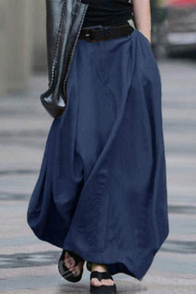 Casual Simplicity Solid Without Belt Loose High Waist Type A Solid Color Bottoms