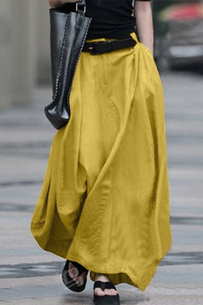 Casual Simplicity Solid Without Belt Loose High Waist Type A Solid Color Bottoms