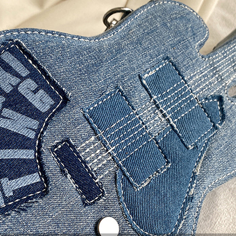 Sac à bandoulière en forme de violon, style patchwork décontracté, avec fermeture éclair.