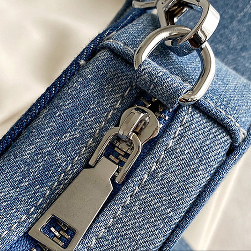 Sac à bandoulière en forme de violon, style patchwork décontracté, avec fermeture éclair.