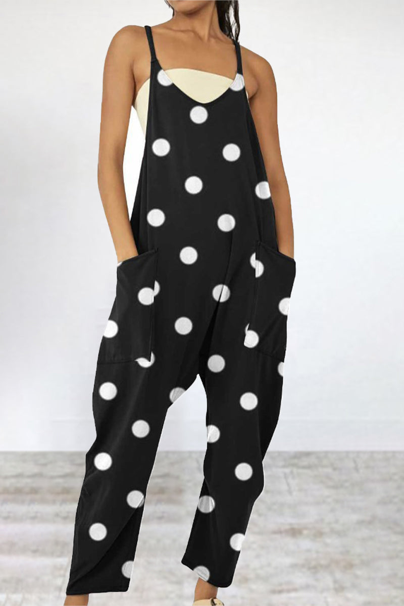 Combinaisons décontractées imprimées, patchwork, poches, col en V, coupe ample