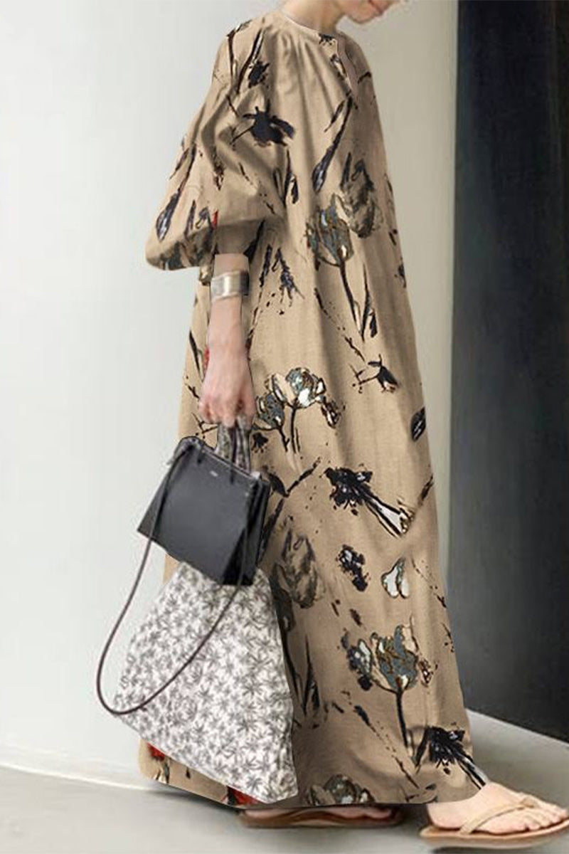 Robe imprimée casual style collège, col en V, patchwork.