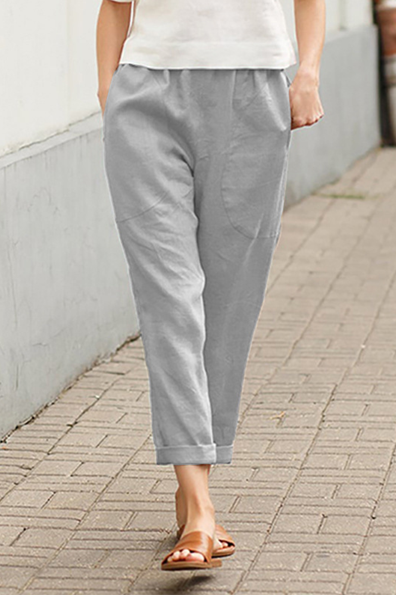 Casual Solid Patchwork Harlan Mid Waist Harlan Solid Color Bottoms(7 colors)