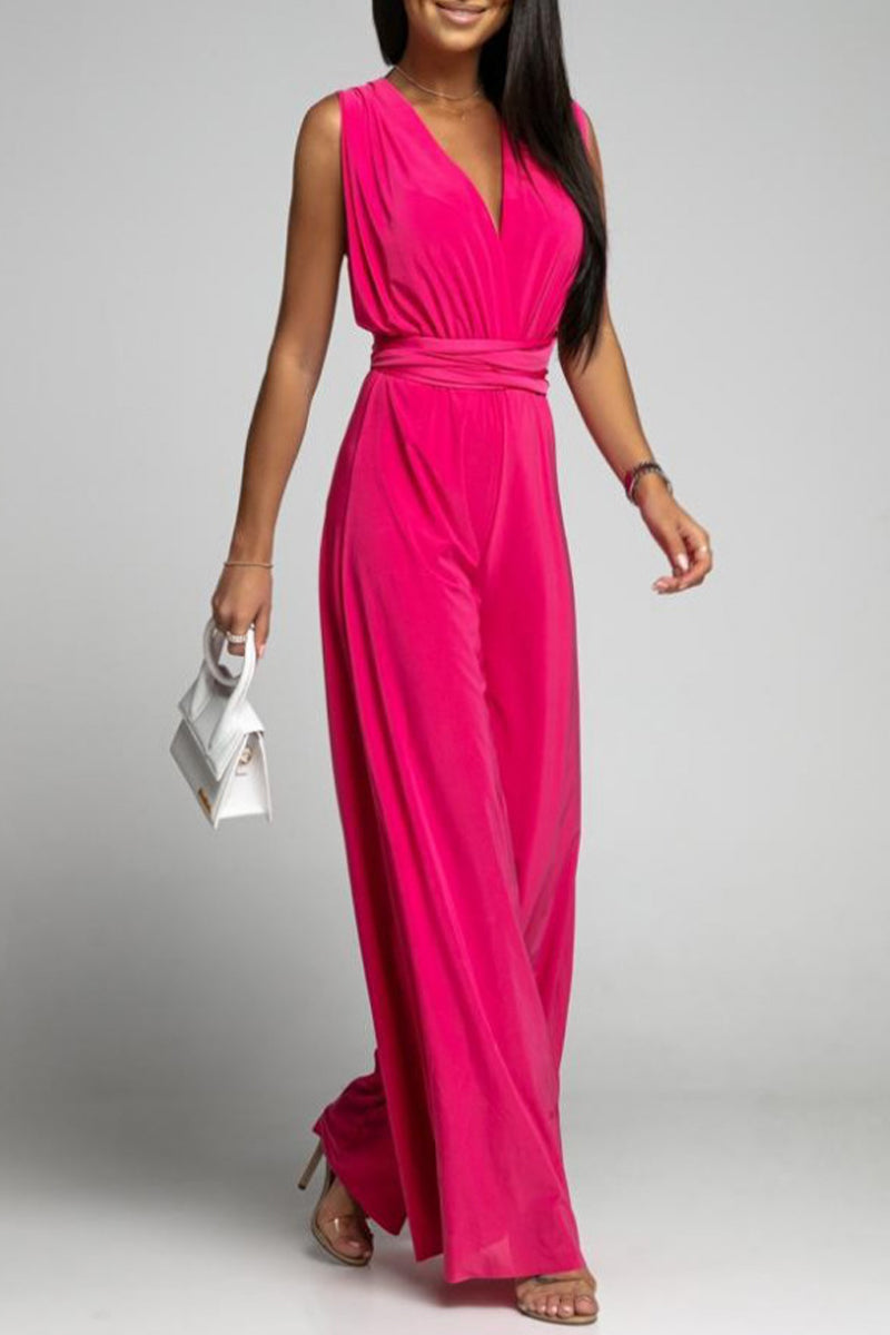 Combinaisons décontractées et élégantes, dos nu, bretelles croisées, décolleté en V (4 couleurs)