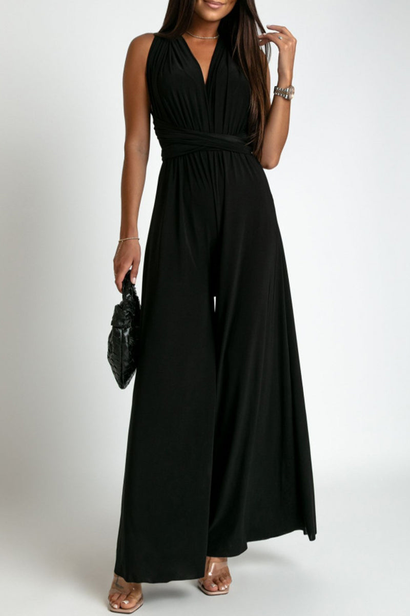 Combinaisons décontractées et élégantes, dos nu, bretelles croisées, décolleté en V (4 couleurs)