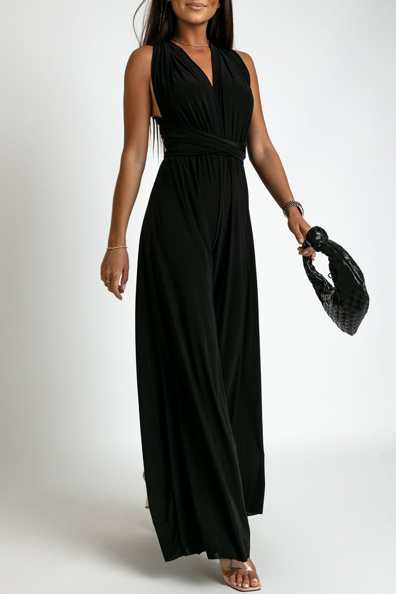 Combinaisons décontractées et élégantes, dos nu, bretelles croisées, décolleté en V (4 couleurs)