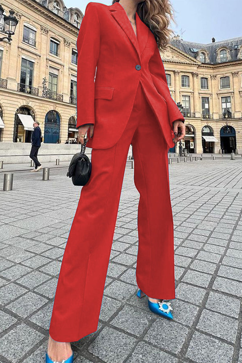 Ensemble élégant de deux pièces, manches longues, col montant, patchwork uni, pour le travail.