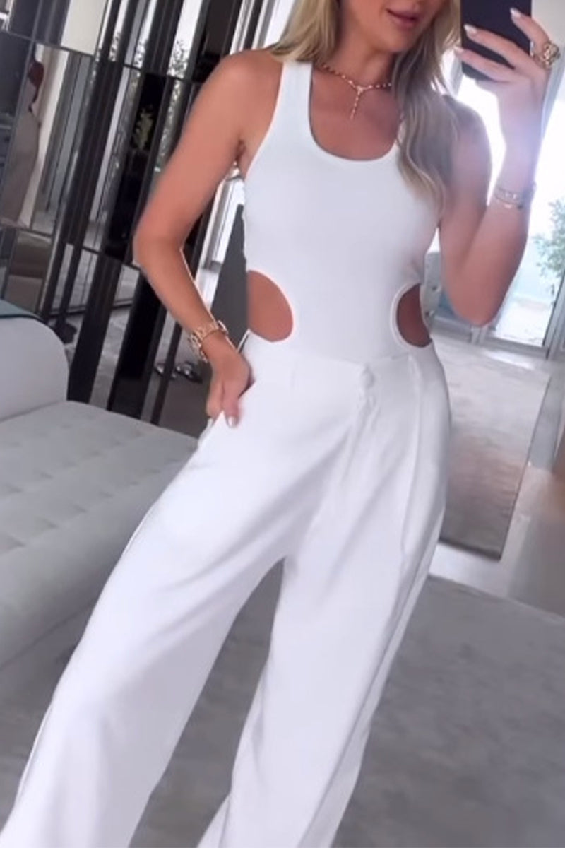 Ensemble deux pièces, style streetwear, col en U, sans manches.