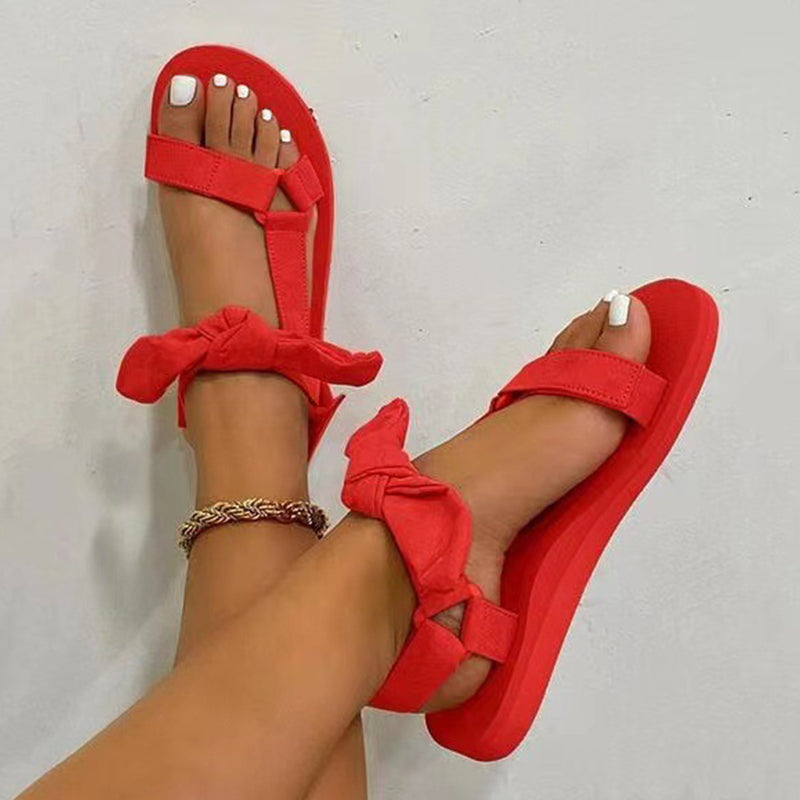 Chaussures décontractées à bout ouvert avec nœud