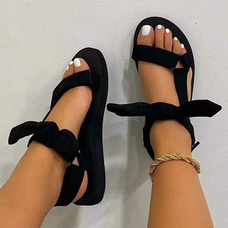 Chaussures décontractées à bout ouvert avec nœud