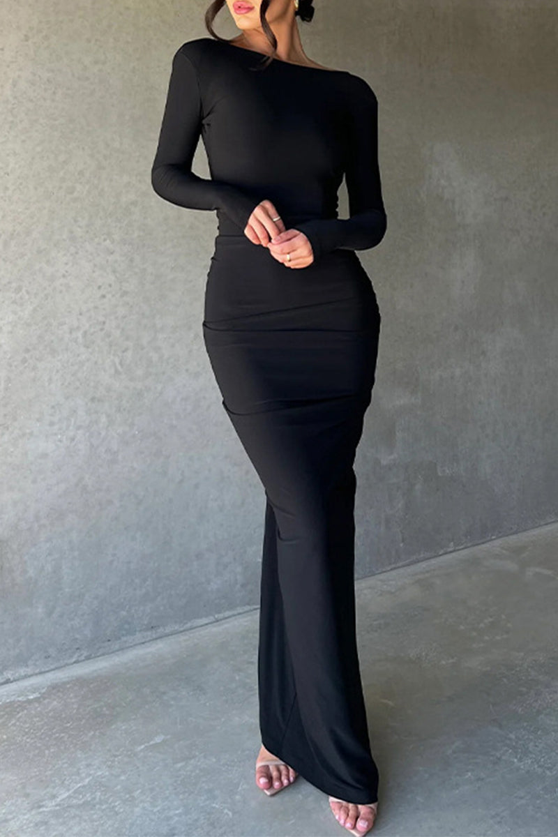 Robes A-line sexy, col en V, plissées, unies (3 couleurs)