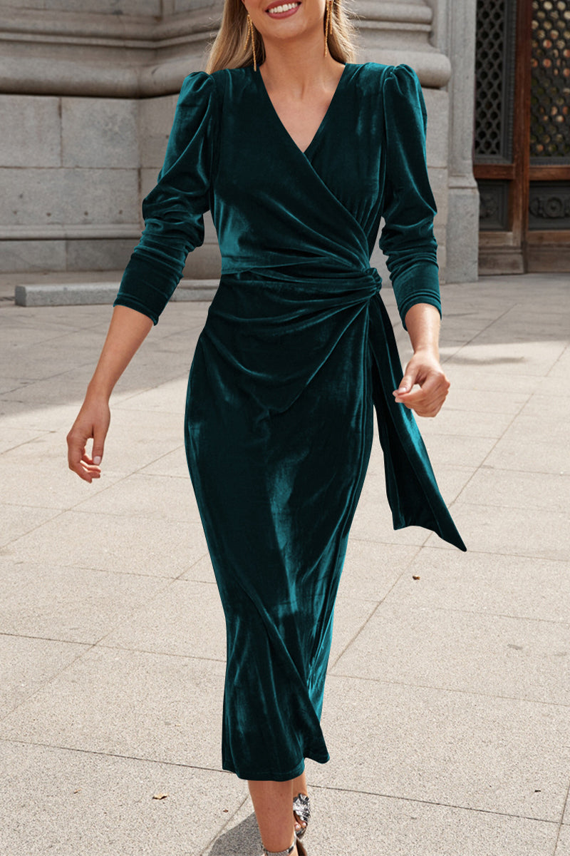 Celebrities Elegant Solid Strap Design V Neck Princess Dresses(6 Colors)