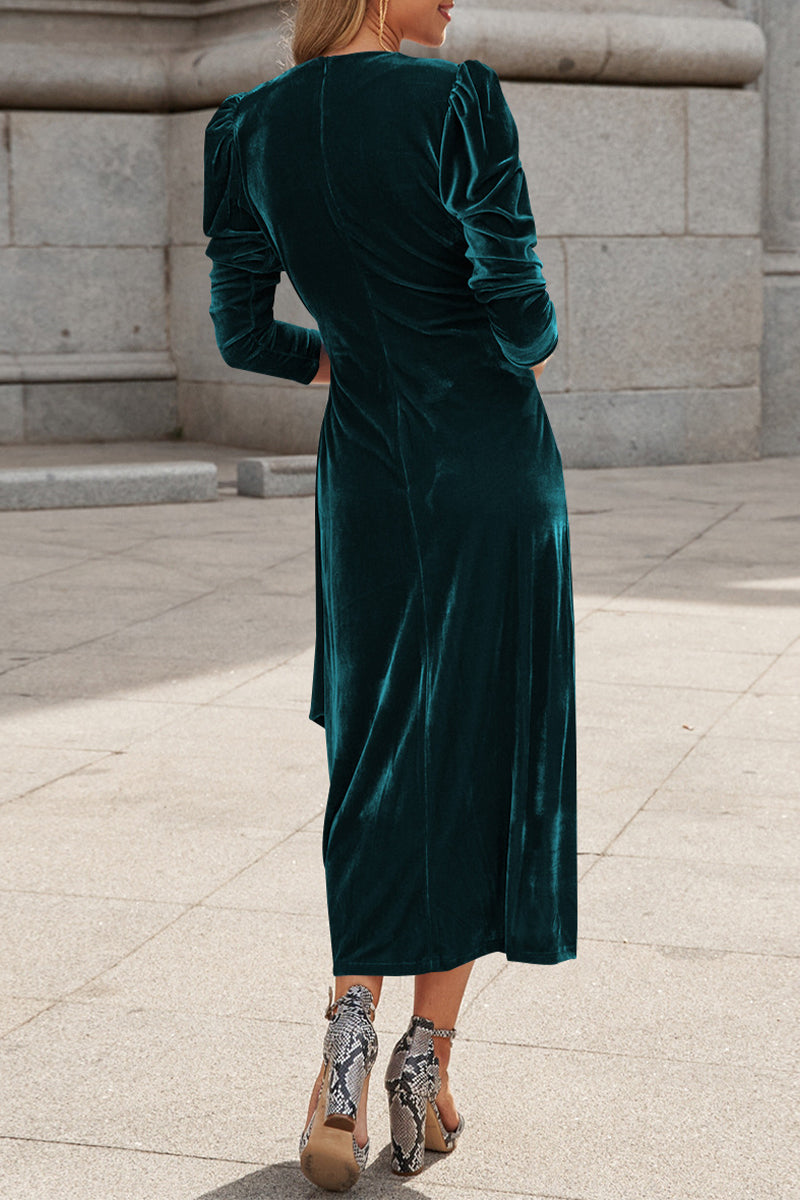 Celebrities Elegant Solid Strap Design V Neck Princess Dresses(6 Colors)