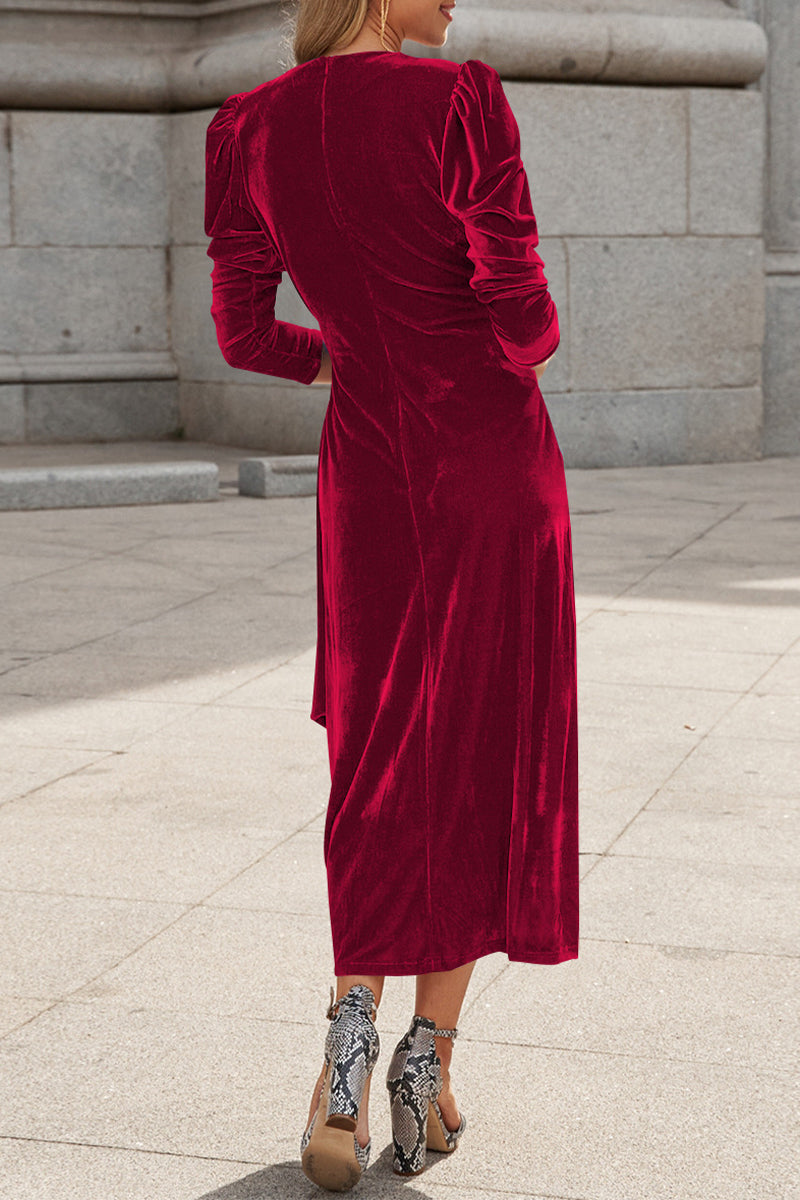 Celebrities Elegant Solid Strap Design V Neck Princess Dresses(6 Colors)