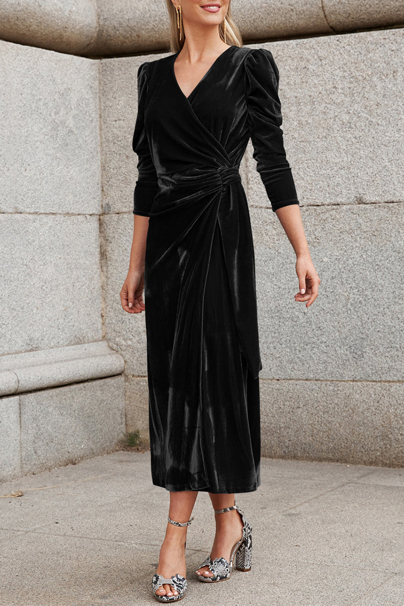 Celebrities Elegant Solid Strap Design V Neck Princess Dresses(6 Colors)