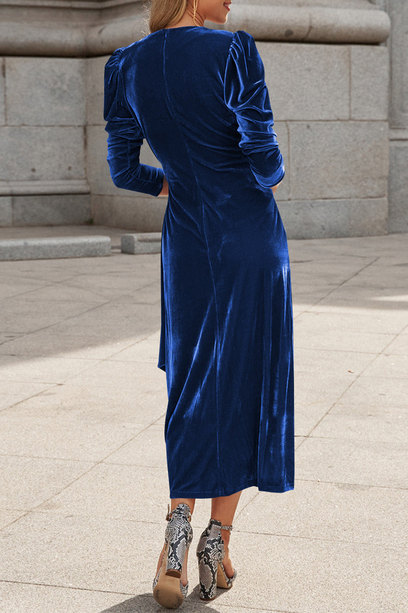 Celebrities Elegant Solid Strap Design V Neck Princess Dresses(6 Colors)