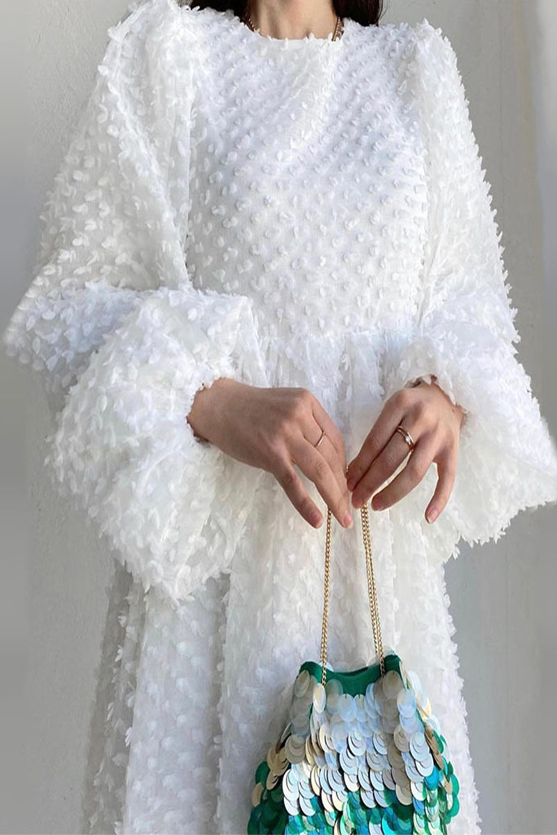 Elegant Solid Patchwork O Neck A Line Dresses(5 Colors)