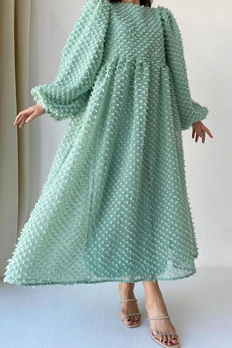 Elegant Solid Patchwork O Neck A Line Dresses(5 Colors)