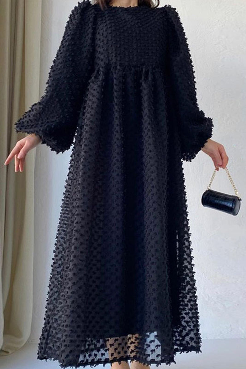 Elegant Solid Patchwork O Neck A Line Dresses(5 Colors)