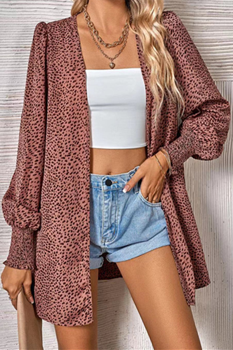Street Leopard Cardigan Collar Blouses(3 Colors)