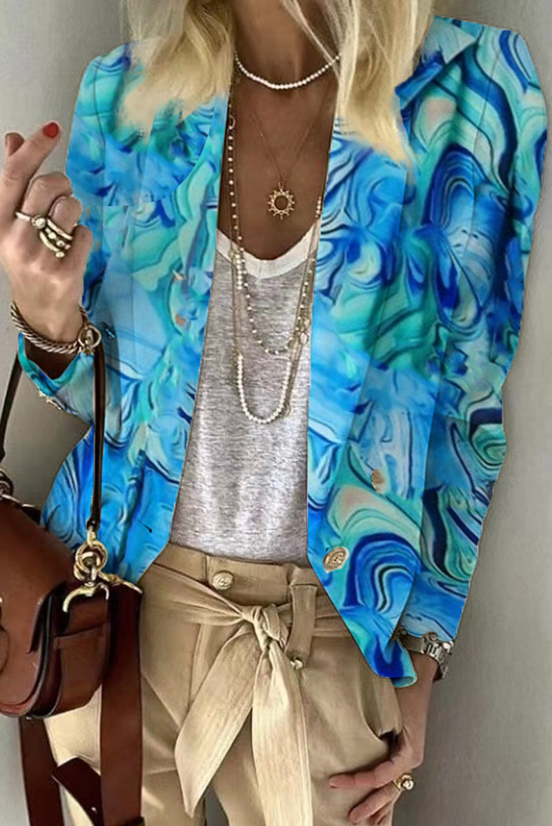 Vêtements d'extérieur décontractés à imprimé et en patchwork avec col montant.