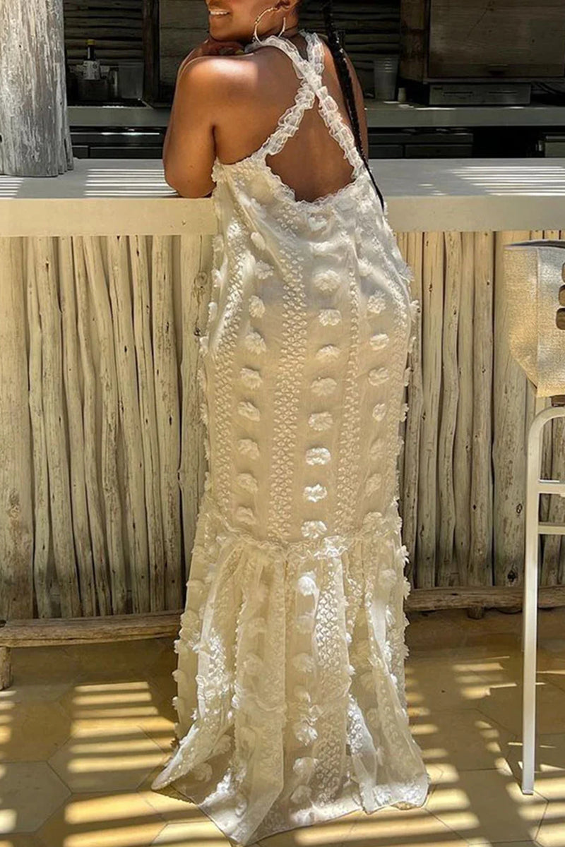 Robes A-line style britannique décontracté, patchwork uni, avec décolleté halter (6 couleurs)