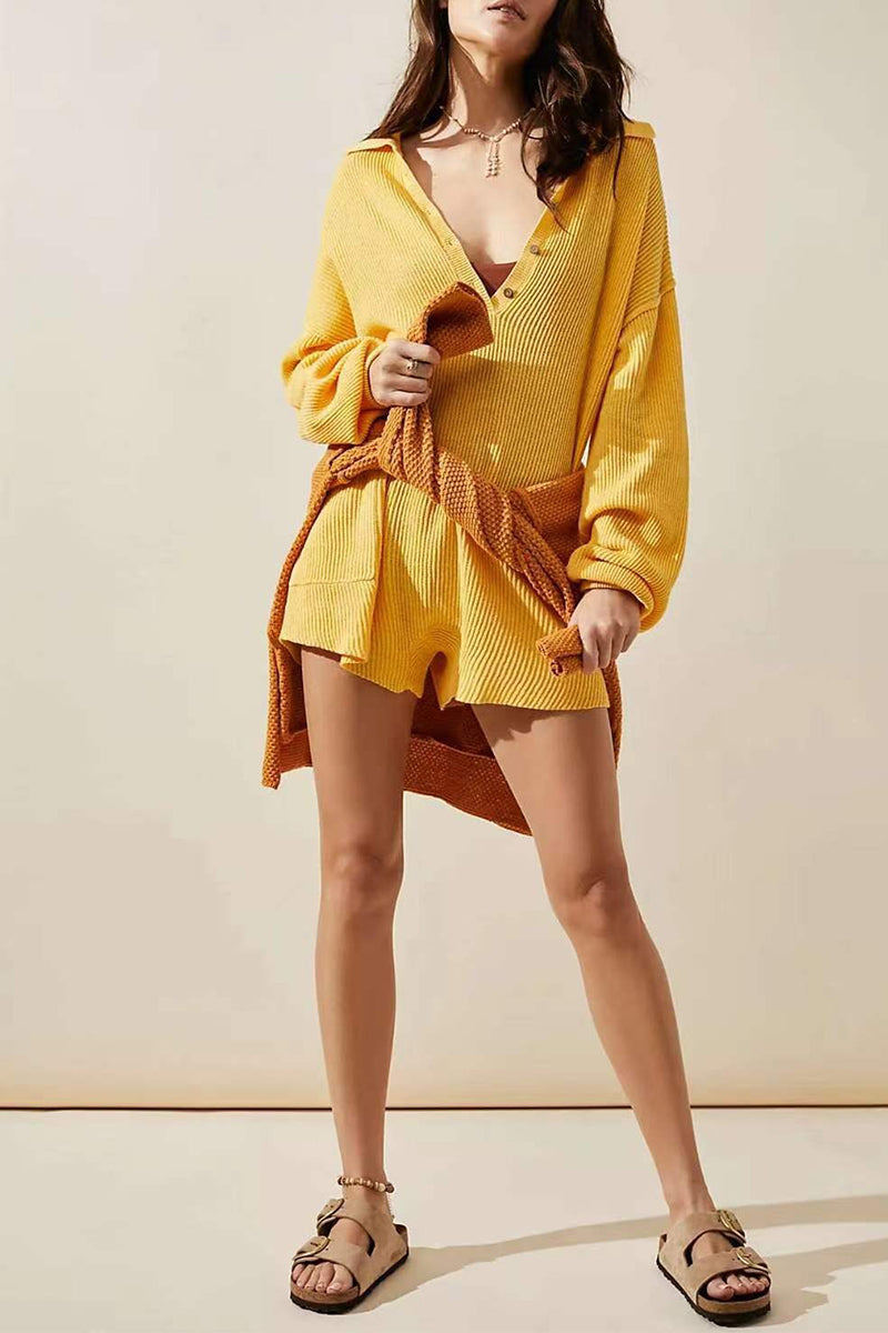 Combinaisons décontractées, simples, à boutons, col en V, amples.