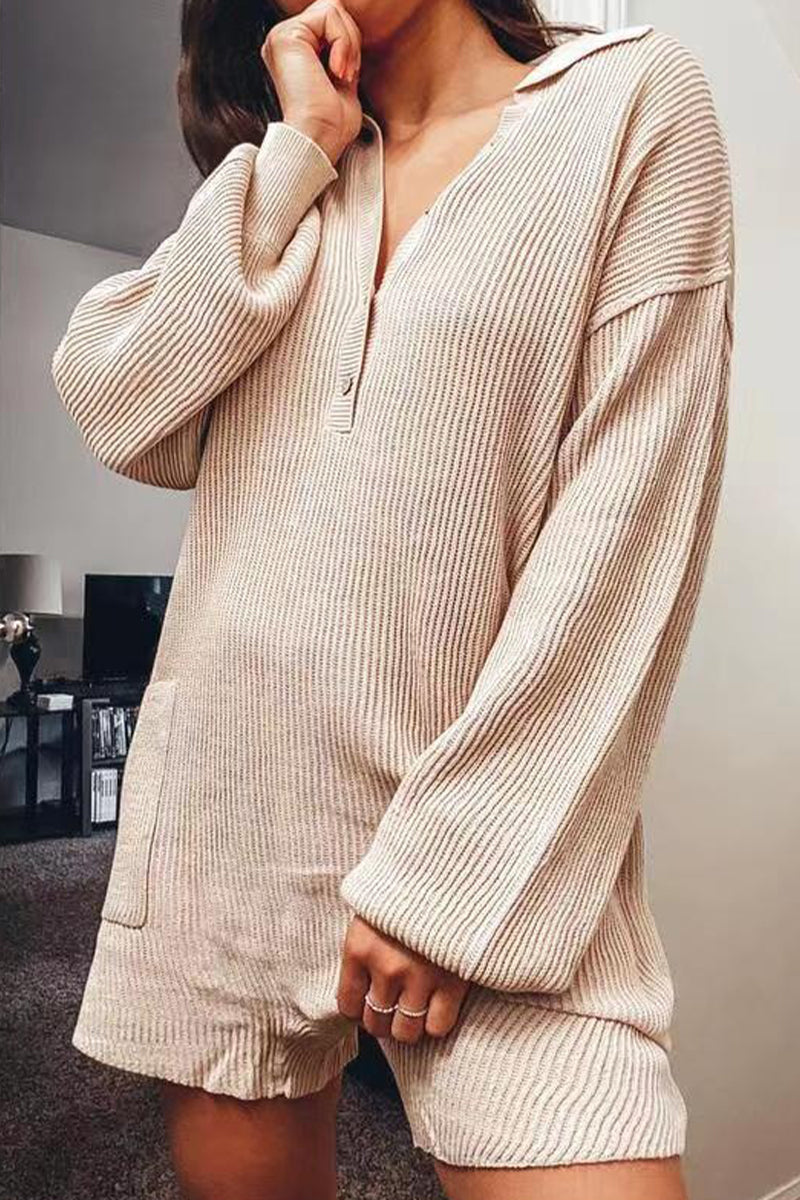 Combinaisons décontractées, simples, à boutons, col en V, amples.