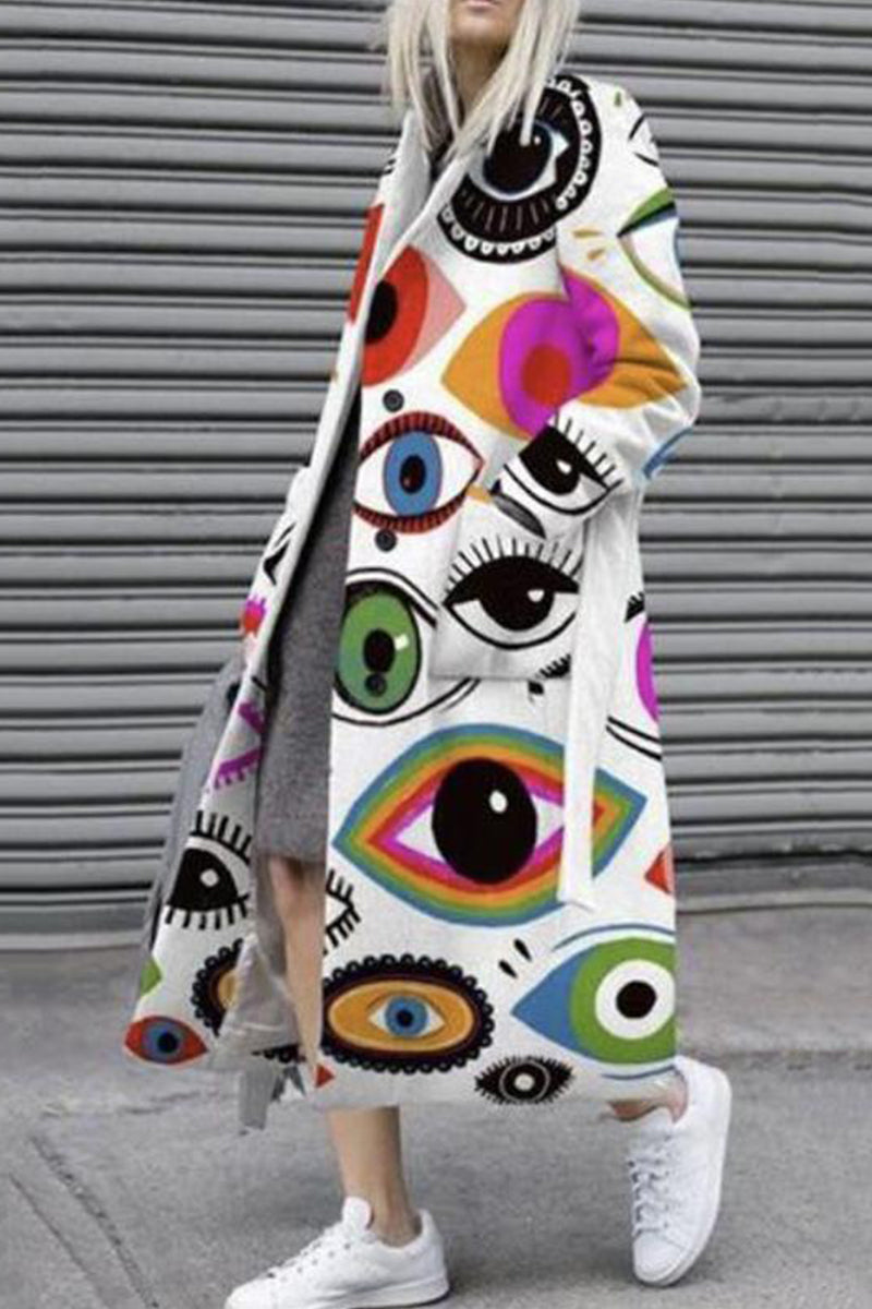 Vêtements d'extérieur à col montant contrasté avec poches et imprimé urbain.