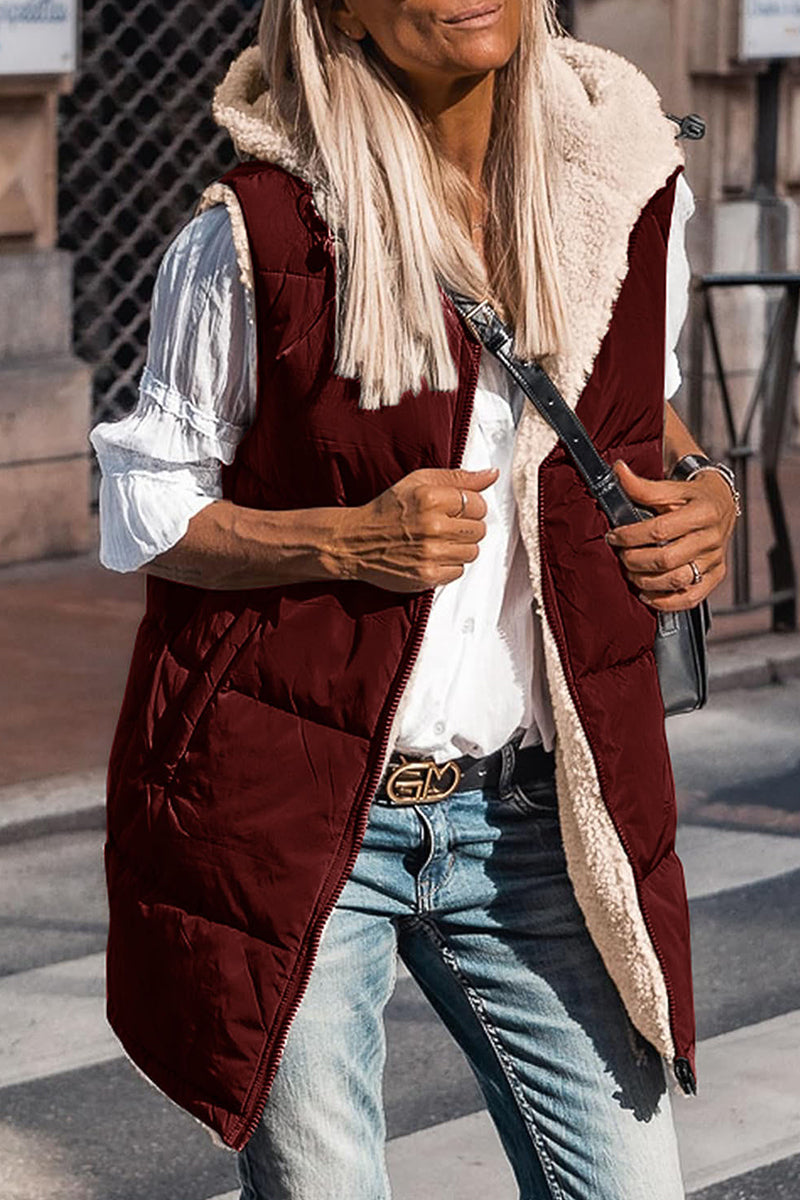 Vêtements d'extérieur à capuche, style patchwork uni, simplicité décontractée.