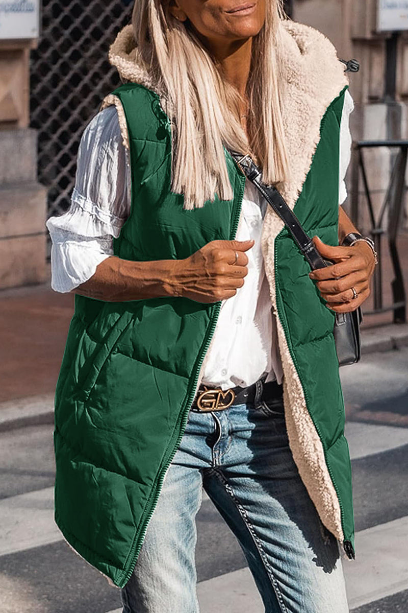 Vêtements d'extérieur à capuche, style patchwork uni, simplicité décontractée.